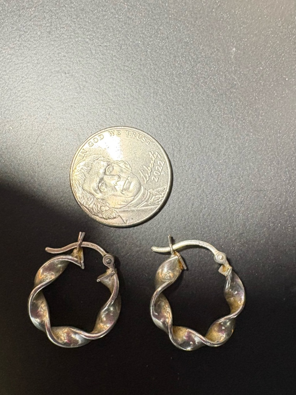 Sterling Silver Twisted Hoop Earrings - Silver 925 Vintage